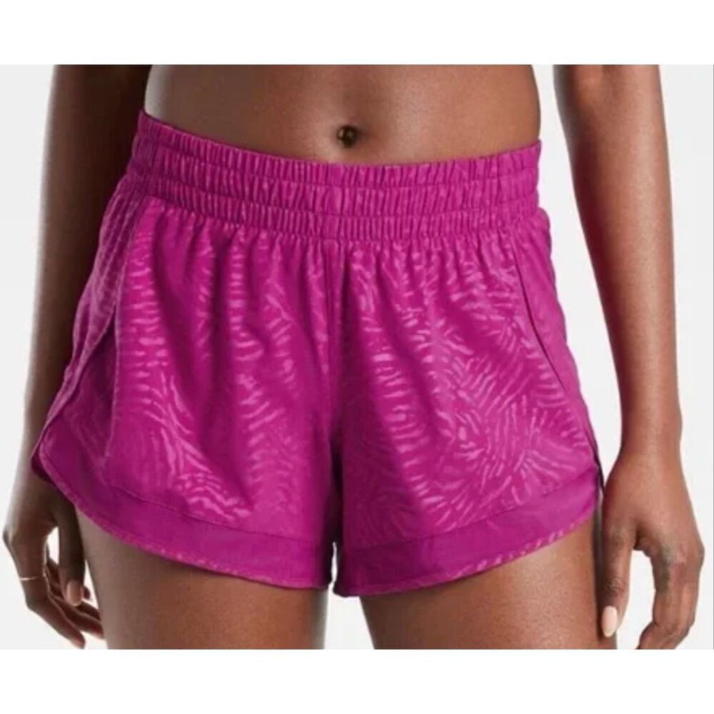 Athleta Fiji Magnolia Magenta pink Printed Mesh Trim Running SHORTS sz XS